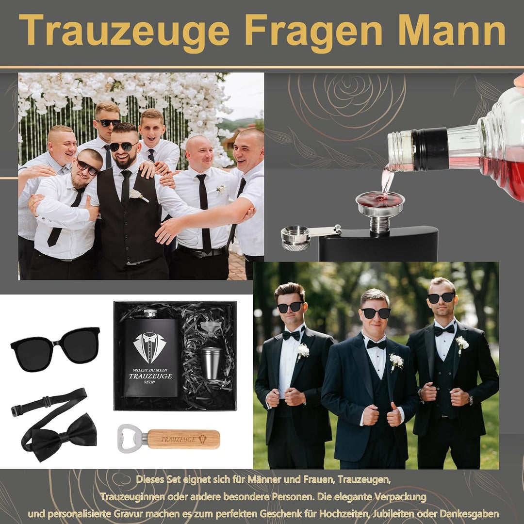 Trauzeuge Fragen Mann Willst Du Mein Trauzeuge Sein 8oz Flachmann Socken Flaschenöffner Mit Holzgrif
