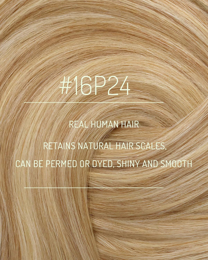RUNATURE Clip Extensions Echthaar Goldblond mit Hellblond Clip in Echthaar Extensions Remy Haar Clip