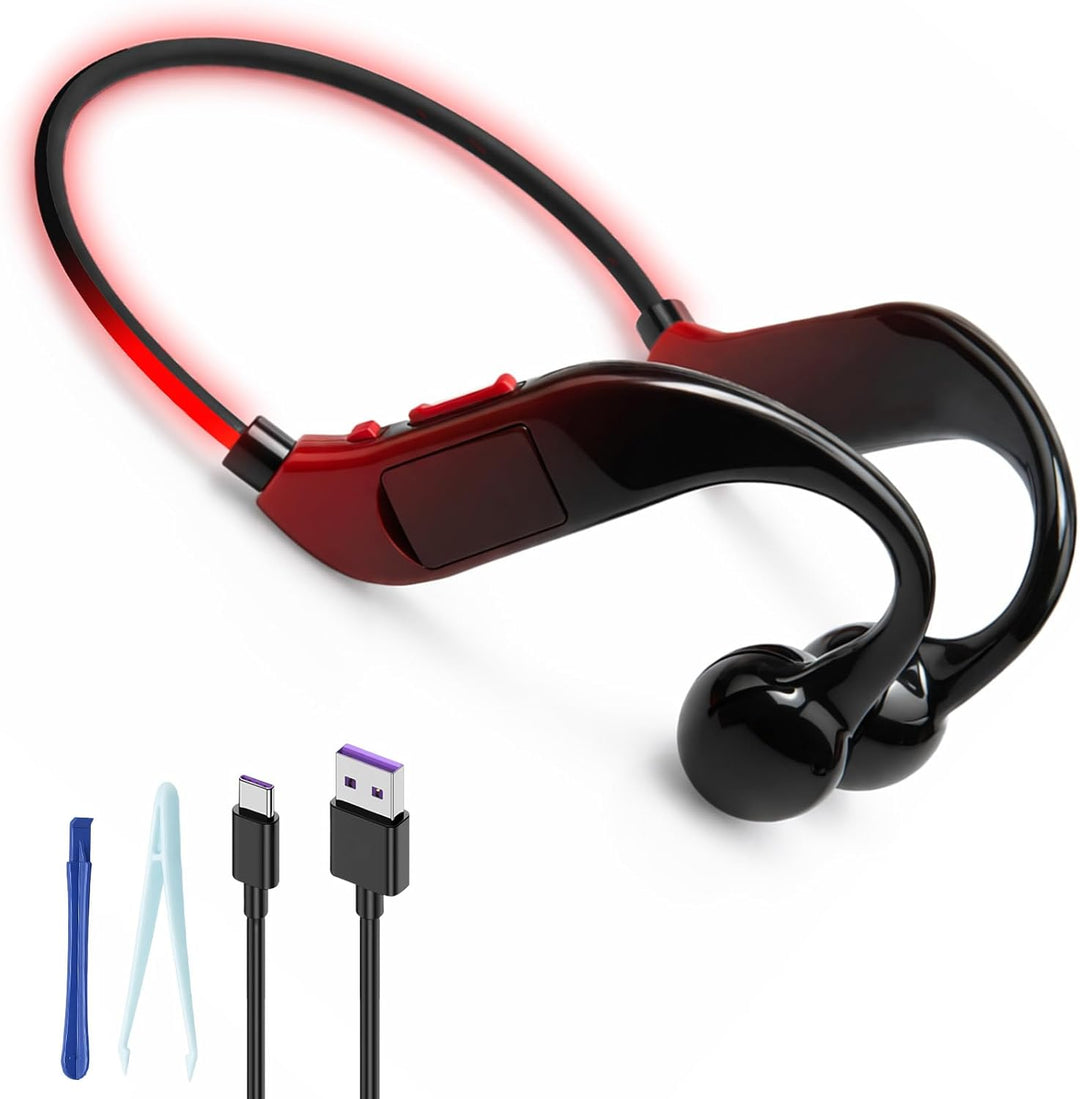 Bone Conduction Kopfhörer Knochenschall Bluetooth5.4 Open-Ear, kabellose Sport Kopfhörer mit IPX5 wa