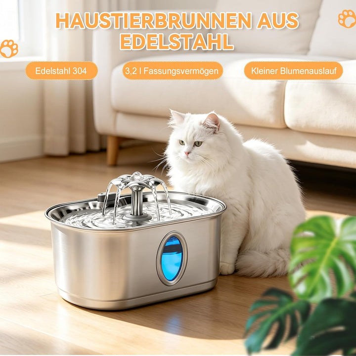 Katzentrinkbrunnen Trinkbrunnen für Katze mit 2 Filter 2 Schwamm