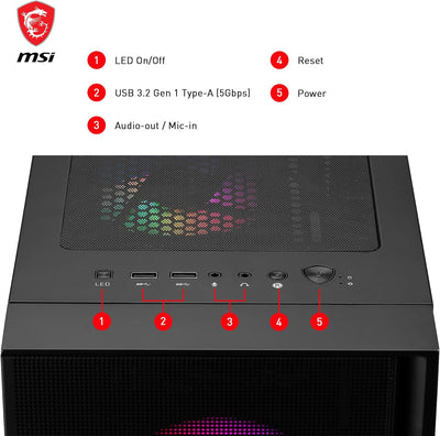 MSI MAG Forge 120A Airflow Mid-Tower PC-Gehäuse - ATX Kapazität, RTX 40 GPU Unterstützung, Auto-RGB