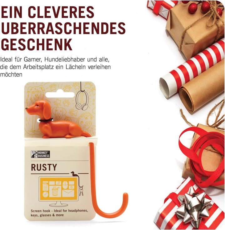 Monkey Business Rusty der Hundeschwanz-Haken für Monitor, Kopfhörerhalter & Organizer, dekorativer K