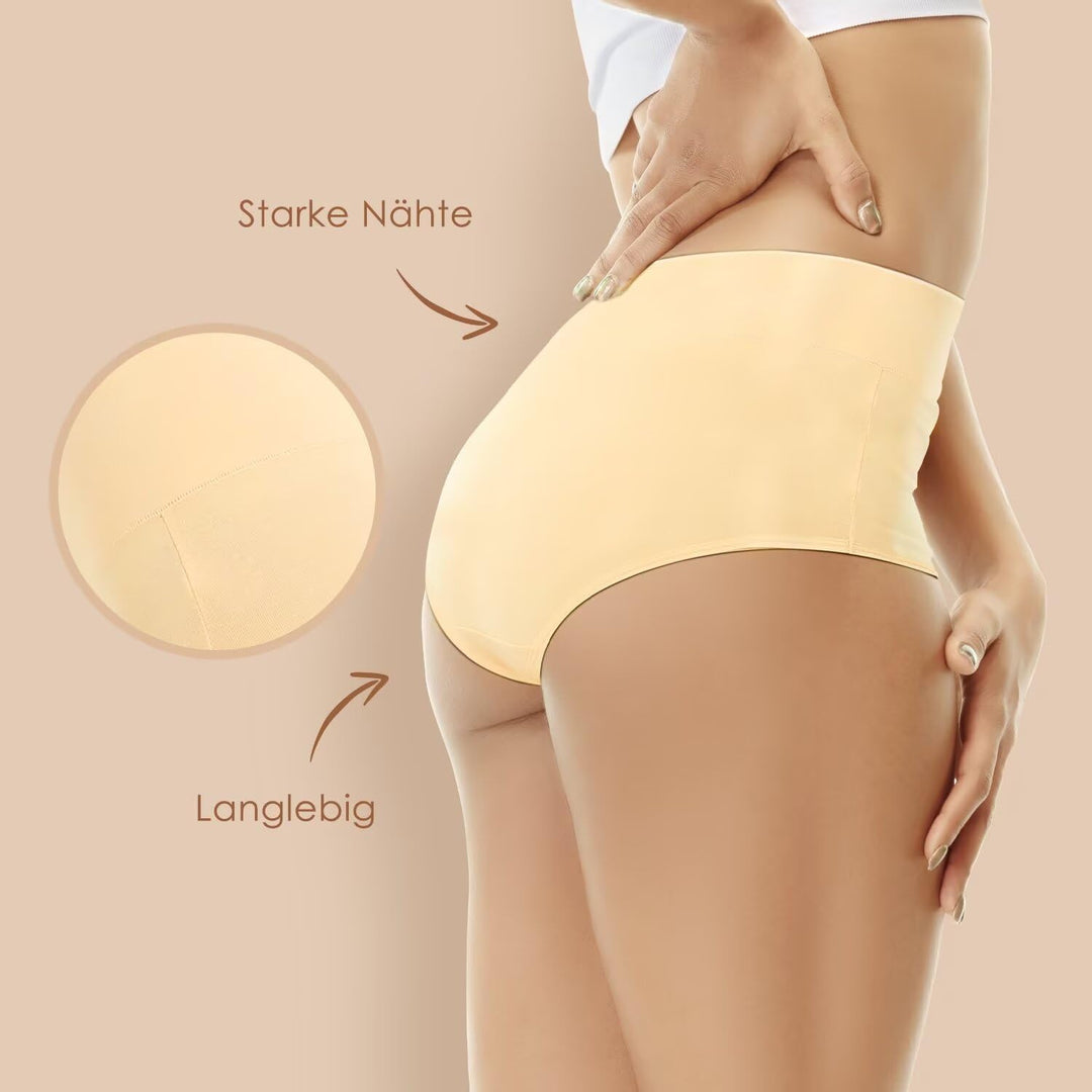 YouShow Unterhosen Damen 5er Pack Baumwolle Hohe Taille Unterwäsche Slip Stretchanteil S Beige, S Be