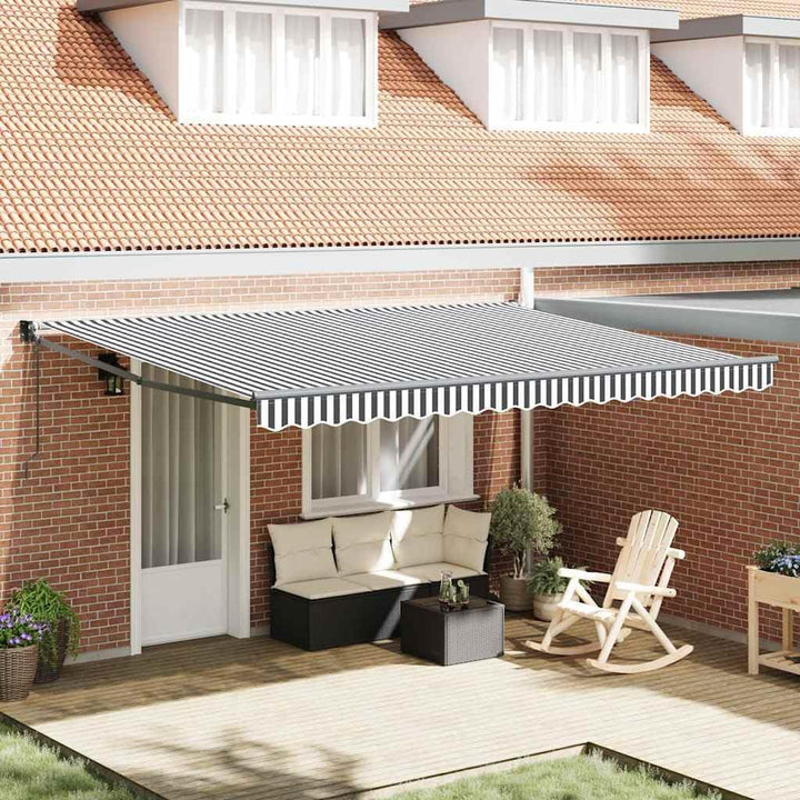 vidaXL Markise Einziehbar Anthrazit und Weiss 4,5x3 m Stoff & Aluminium 4.5 x 3 m Anthrazit und Schw