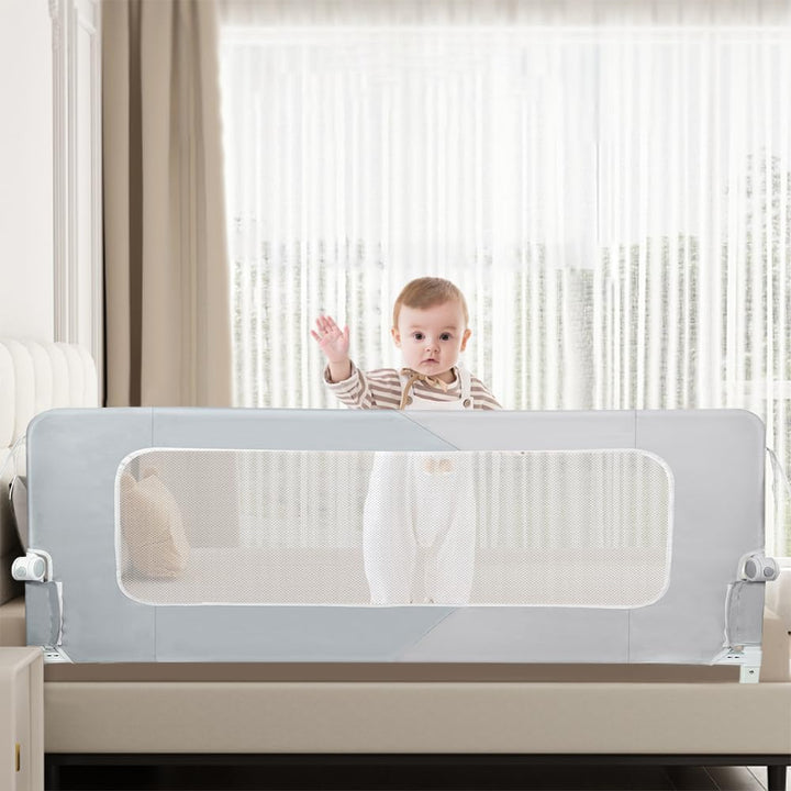 OHMG Bettgitter für Babys, 150 cm, faltbar, Sicherheitsbarriere für Kinder, tragbar, Bettgitter für