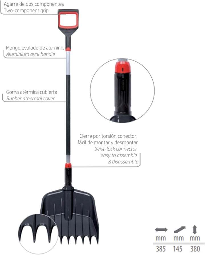 Pala rascador para nieve, con mango oval en aluminio revestido de goma RAKE LOADER , dimensiones (mm
