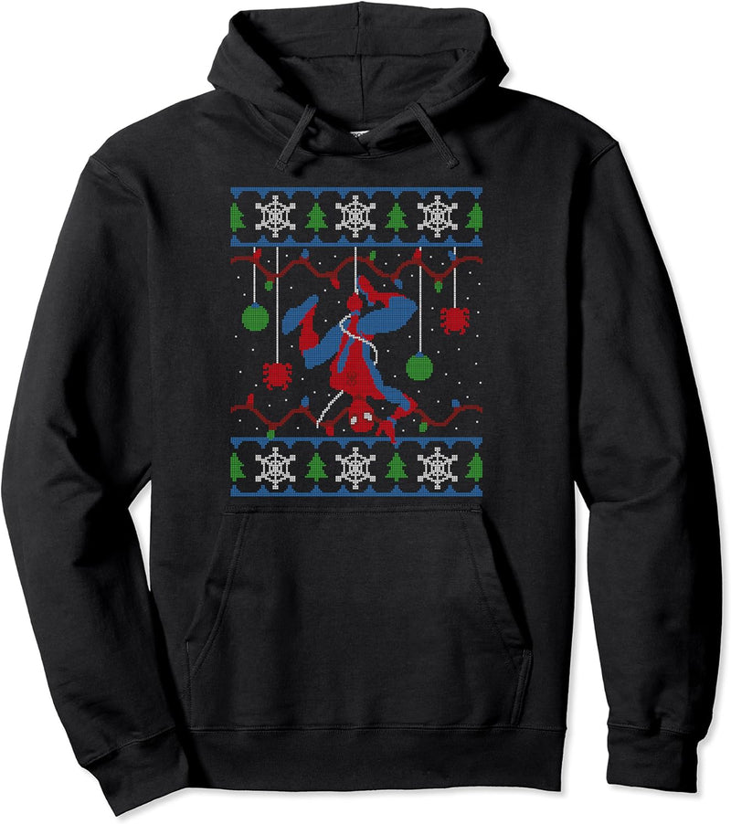Marvel Spider-Man Upside Down Ugly Christmas Sweater Pullover Hoodie
