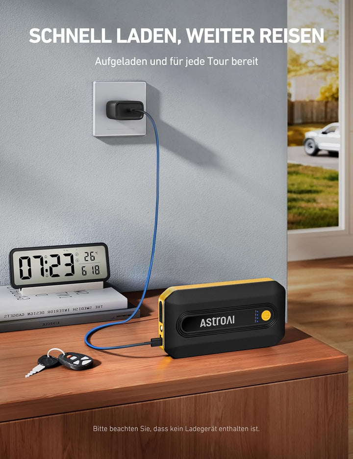 AstroAI B8 Starthilfe Powerbank, Booster Auto Starthilfe für 12V Fahrzeuge (7,0 l Benzin / 5,5 l Die