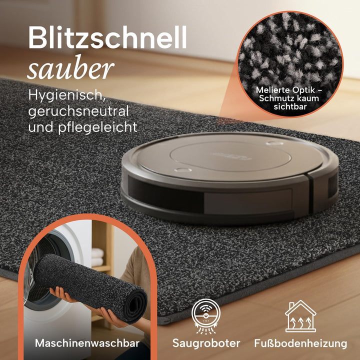 Blumtal Fussmatte 50x80 cm - Mikrofaser Schmutzfangmatte mit wasserdichter TPR-Rückseite - rutschfes