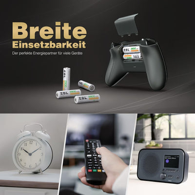 EBL Akku AA Mignon 2800mAh 16 Stück - wiederaufladbare Batterien AA, hohe Ladezyklen, geringe Selbst