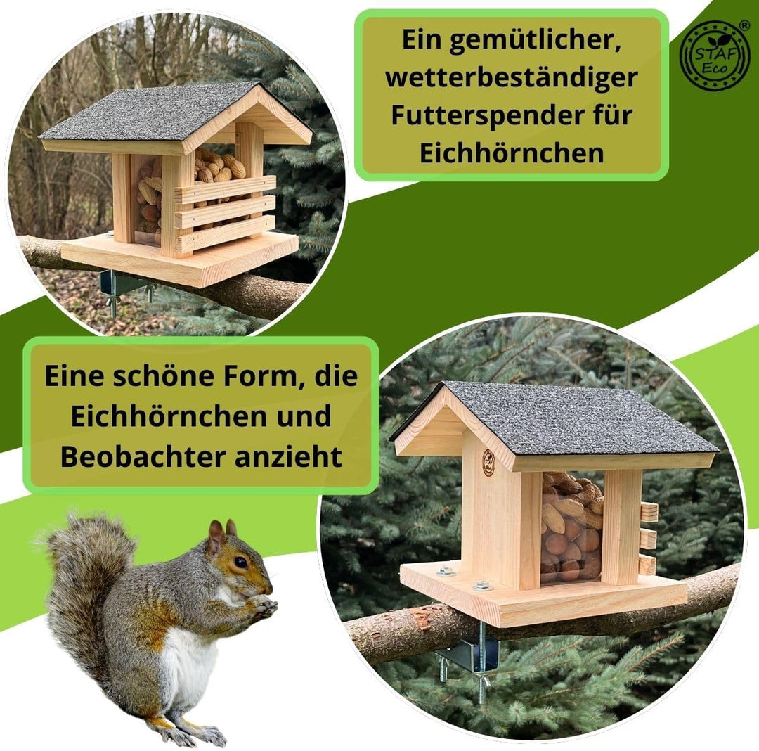 Eichhörnchen Futterhaus aus Holz für Balkon oder Baum wetterfestes Futterhaus für Eichhörnchen mit H