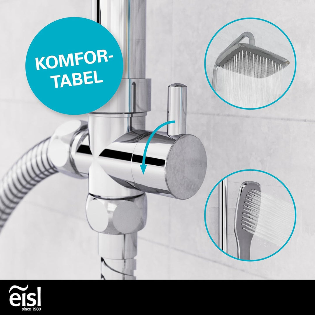 EISL Duschset EASY FRESH, Duschsystem ohne Armatur 2 in 1 mit grosser Regendusche (250 x 200 mm) und