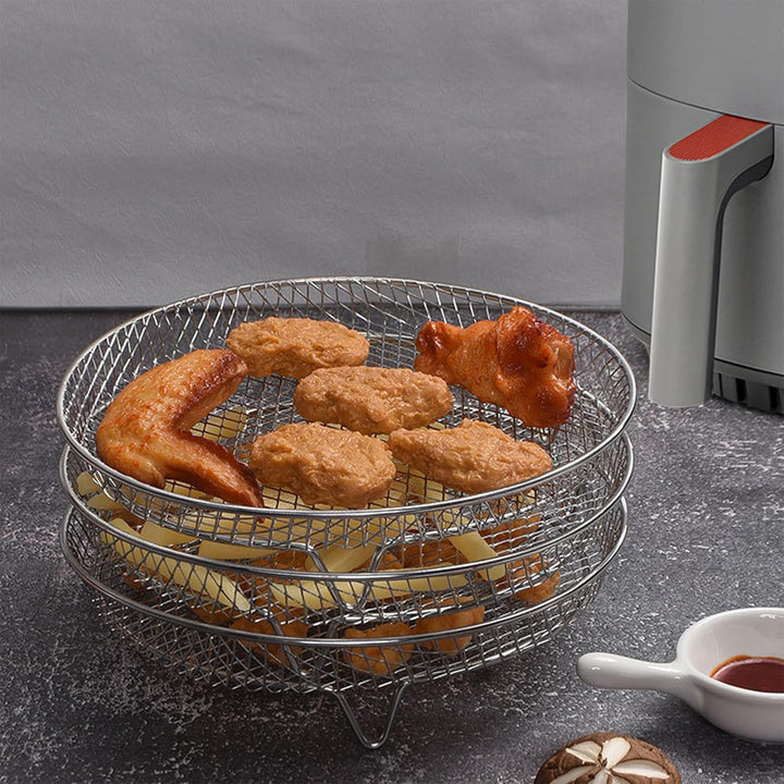 YUEMING Heissluftfritteuse Zubehör, 3 Layers Air Fryer Rack for Air Fryer Ofen Backen Braten mit Sil