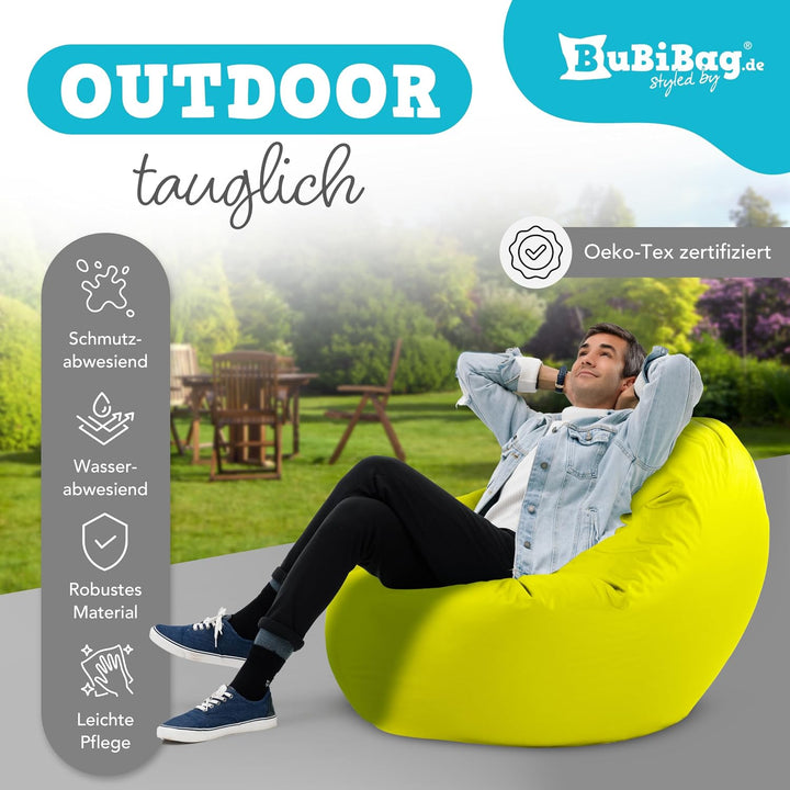 BuBiBag 2in1 Sitzsack L - XXL mit Füllung für Kinder &amp; Erwachsene, Gaming Beanbag &amp; Bodenkissen für