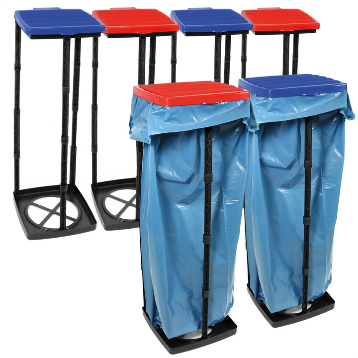 com-four® 6X Müllsackständer mit Deckel - in 3 möglichen Höhen aufbaubar - optimal für Heim, Garten,