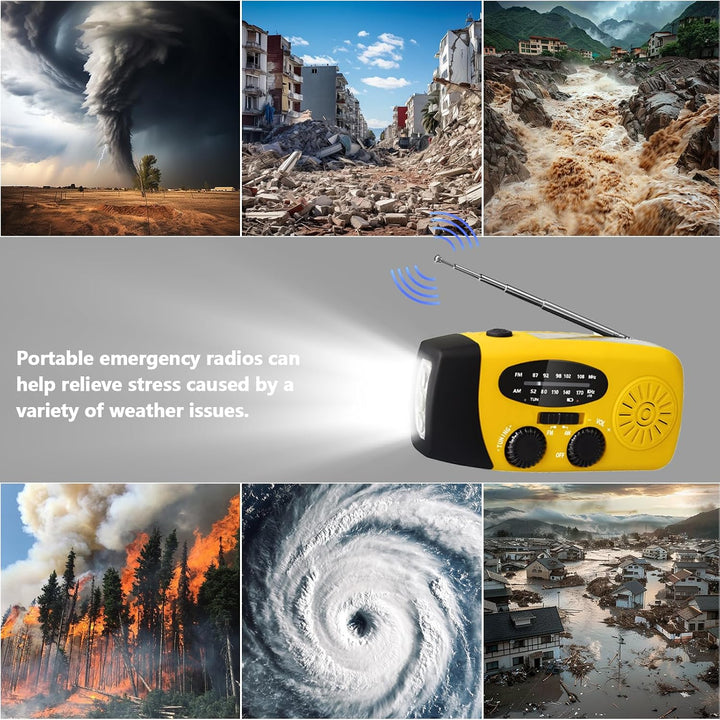 Notfall-Solarradio, Notfallradio Kurbel &amp; Solar – 3 Ladearten (USB-C/Kurbel/Solar) 2000mAh Kurbelrad