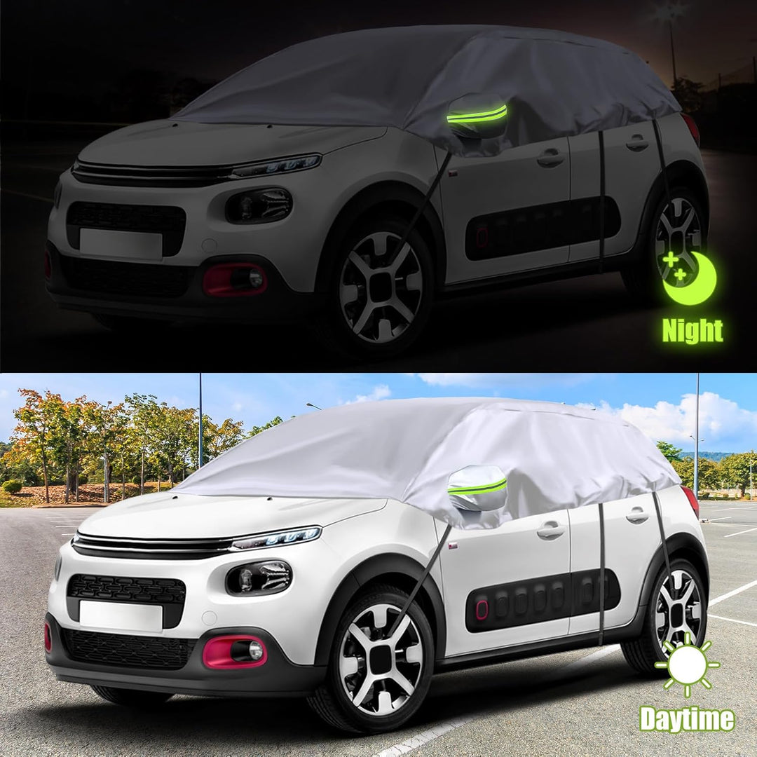Halbgarage für 2002-2024 Citroen C3, Silber Massgeschneidertes Autogarage Softtop Halbabdeckung mit