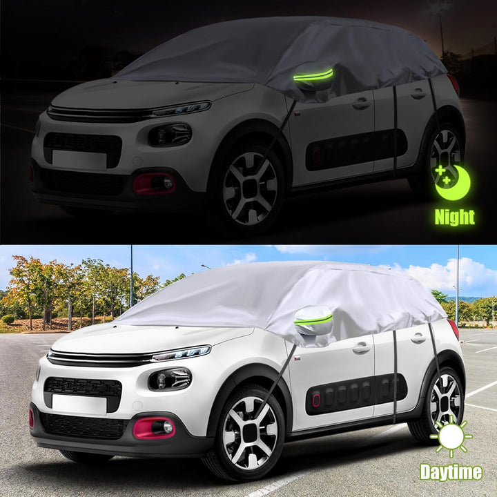 Halbgarage für 2002-2024 Citroen C3, Silber Massgeschneidertes Autogarage Softtop Halbabdeckung mit