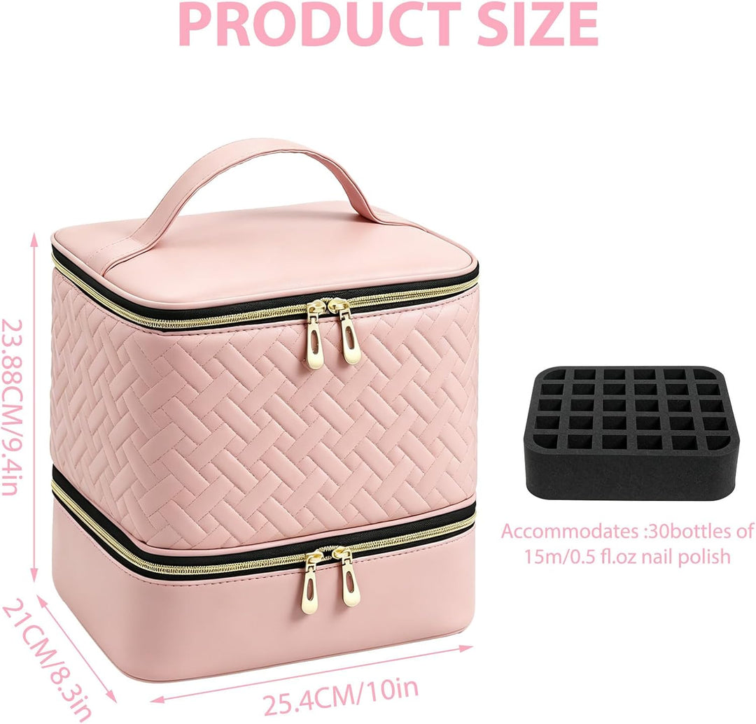 Nagellack Organizer Tasche, Doppelschicht Nagellack Aufbewahrung Box, Grosser Nagelkoffer für Nageld