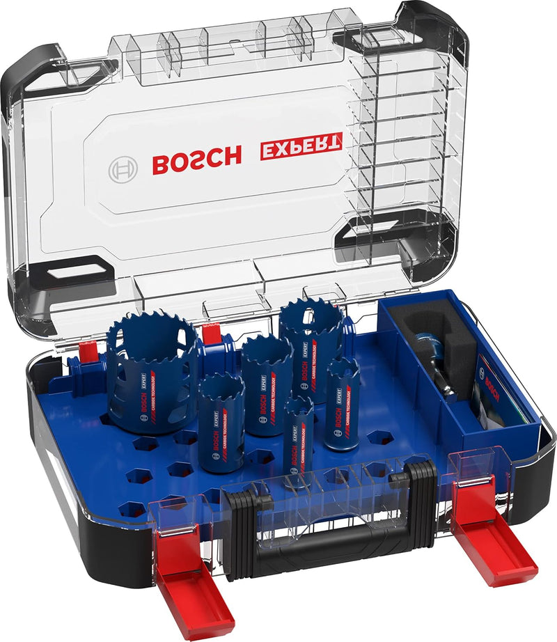 Bosch Accessories 9 tlg. Expert Tough Material Lochsäge Set (für Holz mit Metall, Ø 22-68 mm, Zubehö