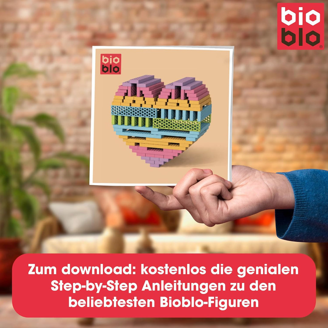 bioblo Holz Bausteine aus Recyclingmaterial Fun Box Pastel Mix 200 Stück | Fördert die motorische En