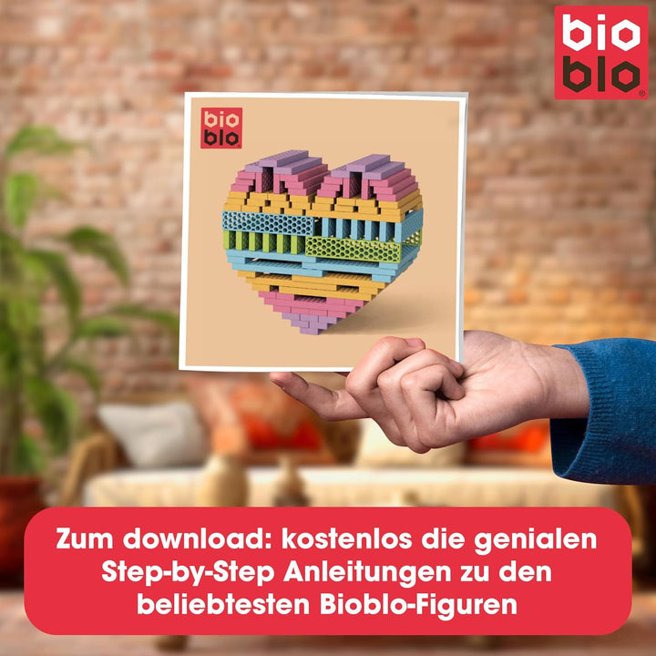 bioblo Holz Bausteine aus Recyclingmaterial Fun Box Pastel Mix 200 Stück | Fördert die motorische En