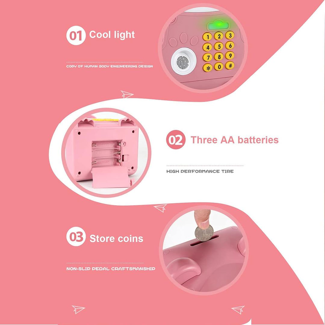 Kinder Elektronische Fingerabdruck-Code-Sperre, Mini ATM Auto Scroll Papiergeld Sparschwein One-Clic