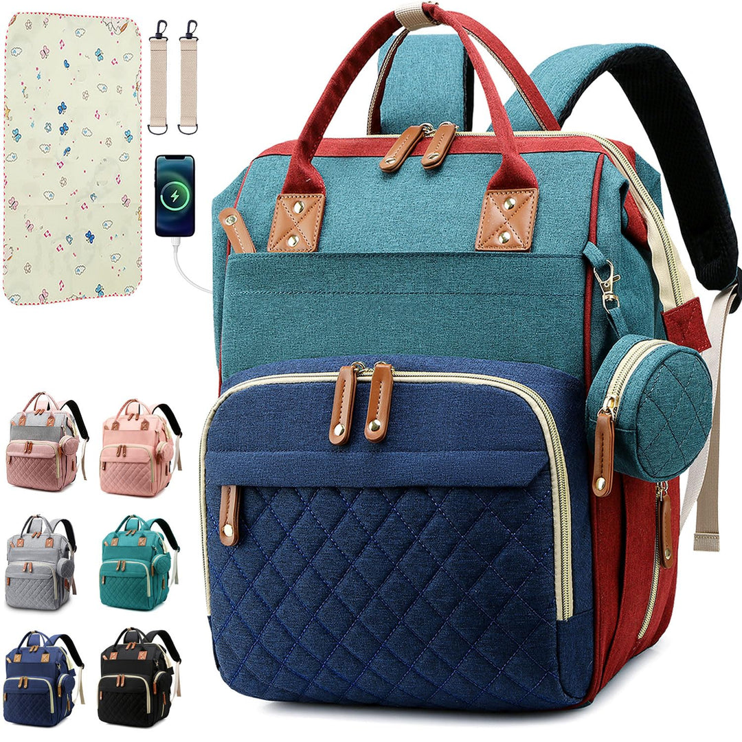 Diaper Bag Backpack Baby Bag, Baby Girl Boy Diaper Bag for Dad Mom with Pad, 16 Pockets Bunt, Farbig