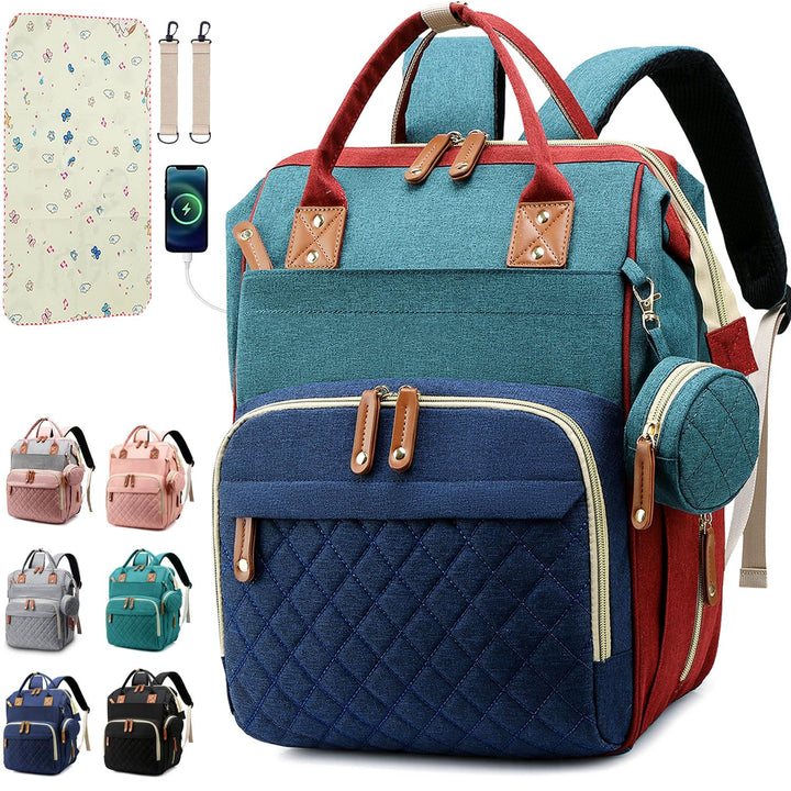 Diaper Bag Backpack Baby Bag, Baby Girl Boy Diaper Bag for Dad Mom with Pad, 16 Pockets Bunt, Farbig