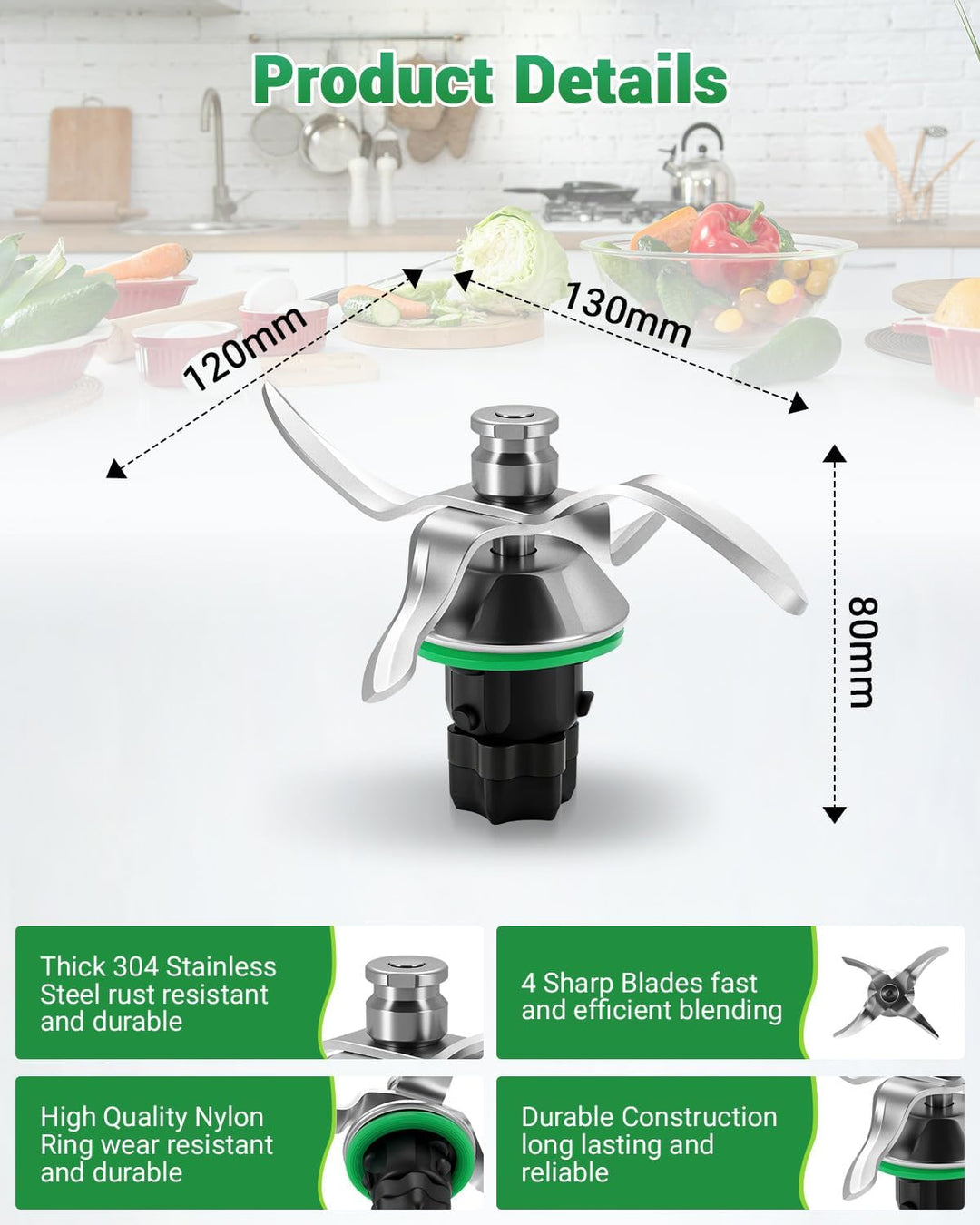 Ersatzmesser für Thermomix TM6, Hochwertiges Edelstahl Mixmesser, Perfekt für Zerkleinern, Rühren, P