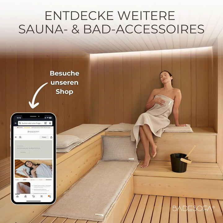 SAUNASOFA™ Zirbenkissen für Sauna – Duftkissen aus 100% Bio-Baumwolle, skandinavisches Design – Hand
