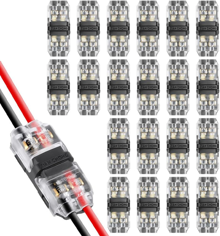 Flintronic 20 Stück H Verbinder, Niederspannung T Hahn Kabelverbinder, 2 Pin 2 Wege Kabelverbinder,