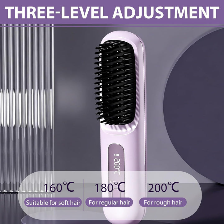 Stylingbürste für Kurze Haare, Glättbürste Kabellos mit Ionen-Technologie, Haarbürste Elektrisch geg