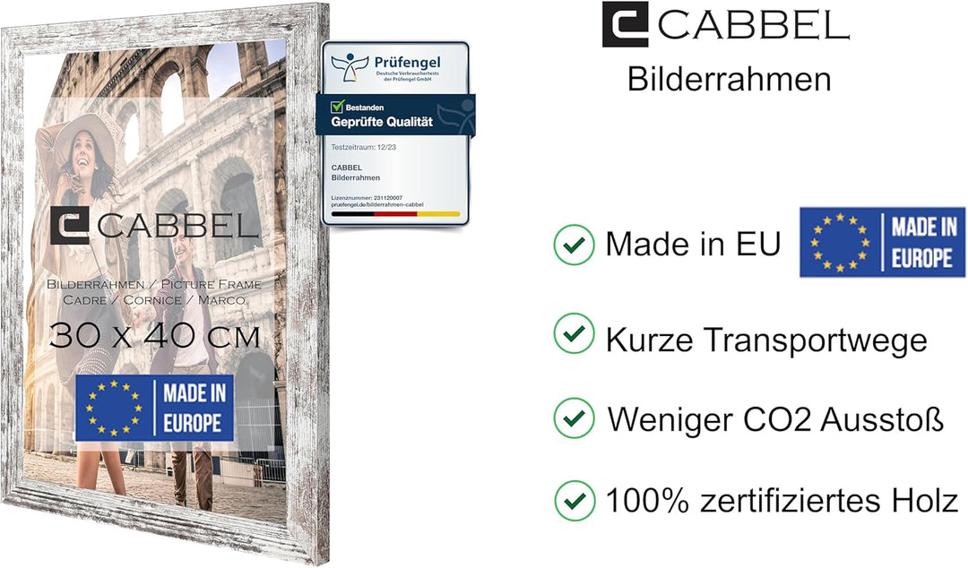 CABBEL Doppelpack (2er Set) Bilderrahmen 30x40 cm, Birke, stabiles MDF-Holz Rahmen, bruchsicherem Pl