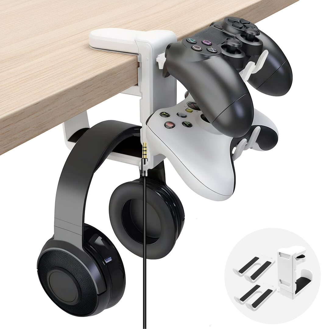 Yiomxhi 2 in 1 Kopfhörer Ständer Controller Halter, 360° Drehbar Headset Halterung Tisch mit Kabel O