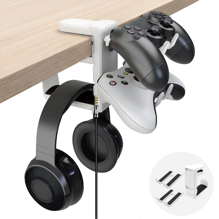 Yiomxhi 2 in 1 Kopfhörer Ständer Controller Halter, 360° Drehbar Headset Halterung Tisch mit Kabel O