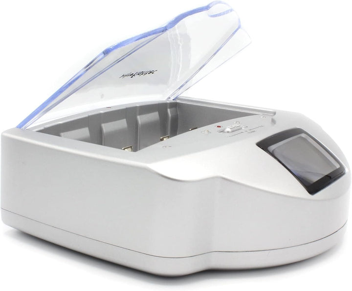 FISHTEC Universal Ladegerät für Batterien AA/LR6, AAA/LR3, C/LR14, D/LR20, 9V, NiCd und NiMh + ALKAL