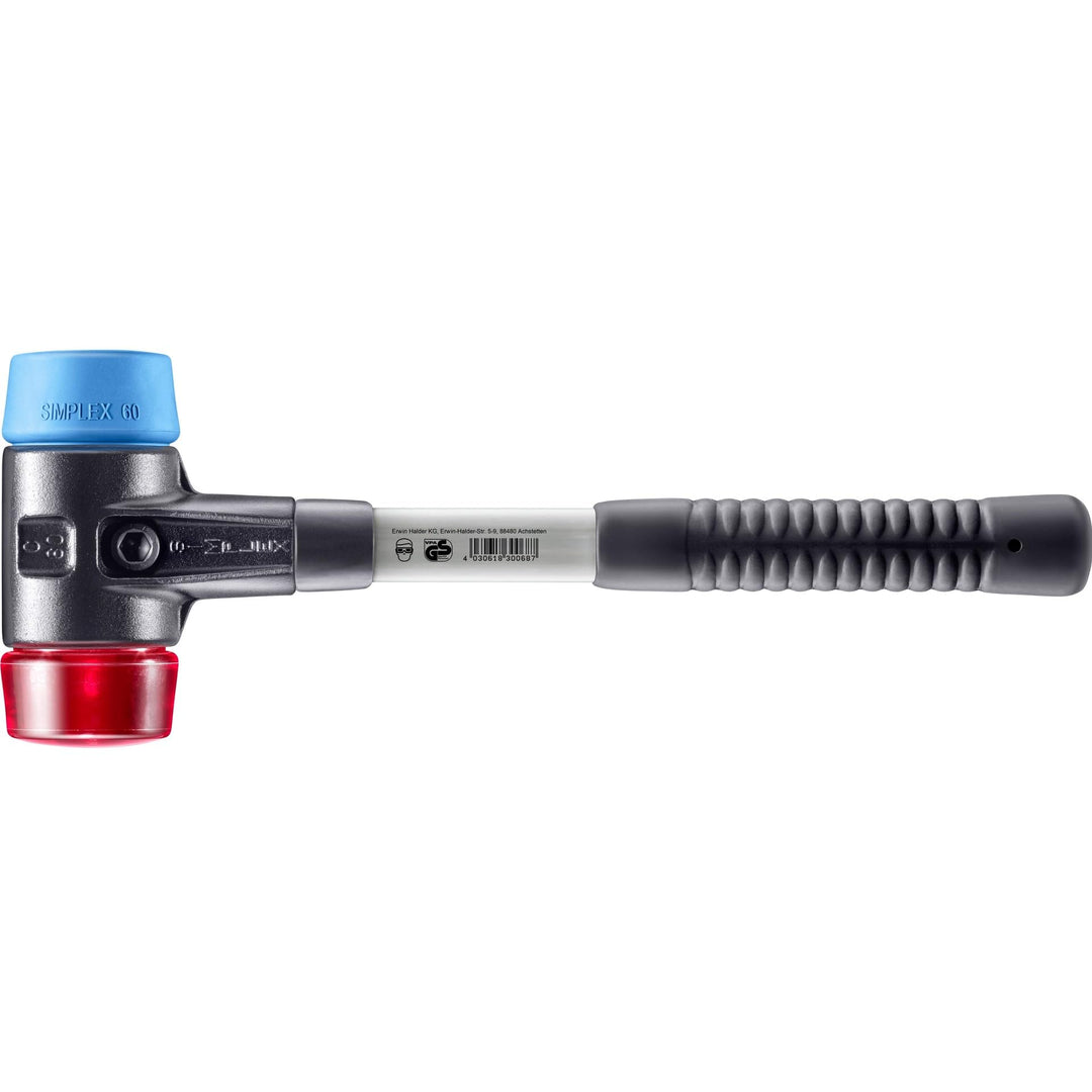 Simplex Schonhammer, TPE-soft / Plastik; mit verstärktem Tempergussgehäuse und Fiberglasstiel | D=60