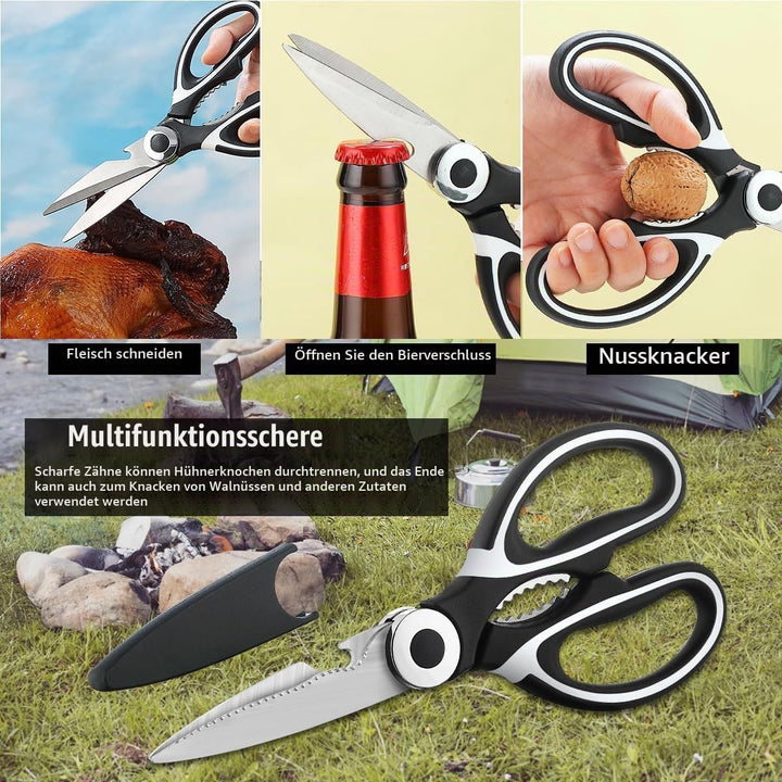 Evanda Camping Kochgeräte Set 10 Stück, Edelstahl Outdoor Kochen und Grillen Utensil Organizer Trave