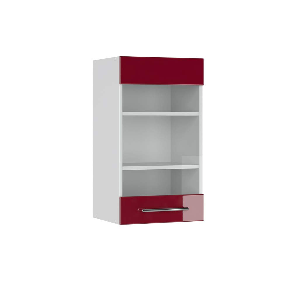 Vicco Küchenschrank Glas Fame-Line, Bordeaux Hochglanz/Weiss, 40 cm Bordeaux Hochglanz Hängeglasschr