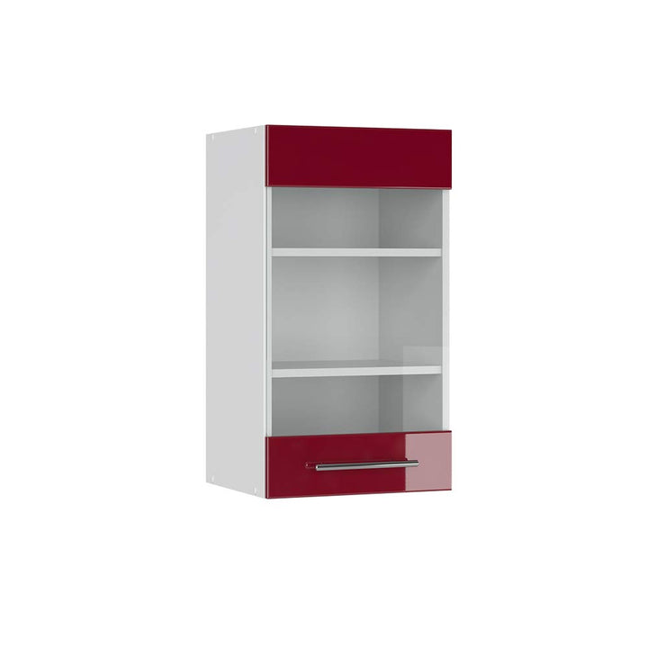 Vicco Küchenschrank Glas Fame-Line, Bordeaux Hochglanz/Weiss, 40 cm Bordeaux Hochglanz Hängeglasschr