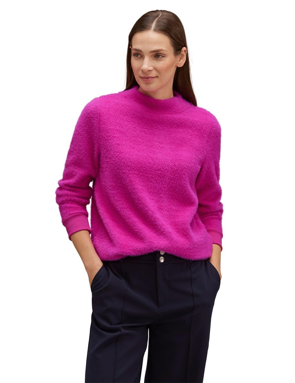 STREET ONE Damen Langarmshirt 46 Bright Cozy Pink, 46 Bright Cozy Pink