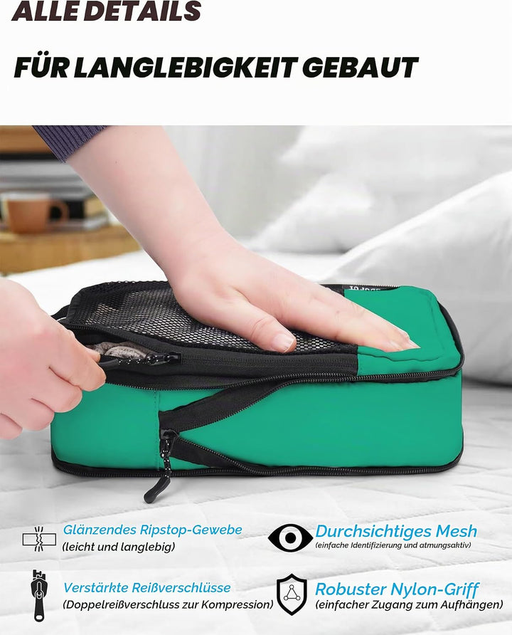 BAGLHER Packwürfel Kompression für die Reise - Extrem platzsparender Koffer-Organizer-Set, wasserdic