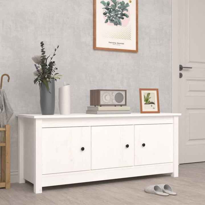 Schuhschrank aus Massives Kiefernholz 110x38x45,5cm Weiss Schuhschrank Holz Platzsparendes Schuhrega