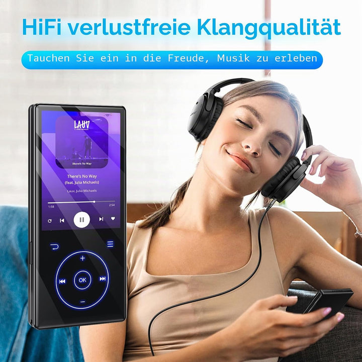 64GB MP3 Player mit Bluetooth MP3-Player mit Eingebauter HD Lautsprecher 450mAh Akku HiFi Sound Funk