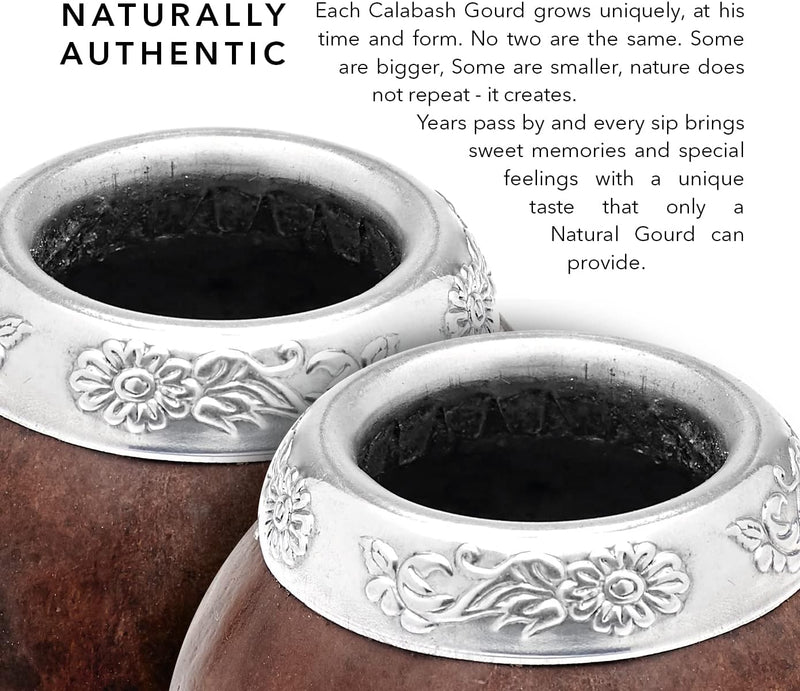 BALIBETOV Set aus Natürlichem Kürbis Tasse für Mate Tee Handgefertigt Inkl. Strohhalm (Yerba Mate St