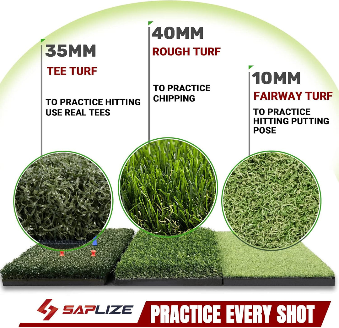 SAPLIZE Grosse Faltbare Golf-Schlagmatte, Enge Lie, Rough und Fairway für Driving, Chipping und Putt
