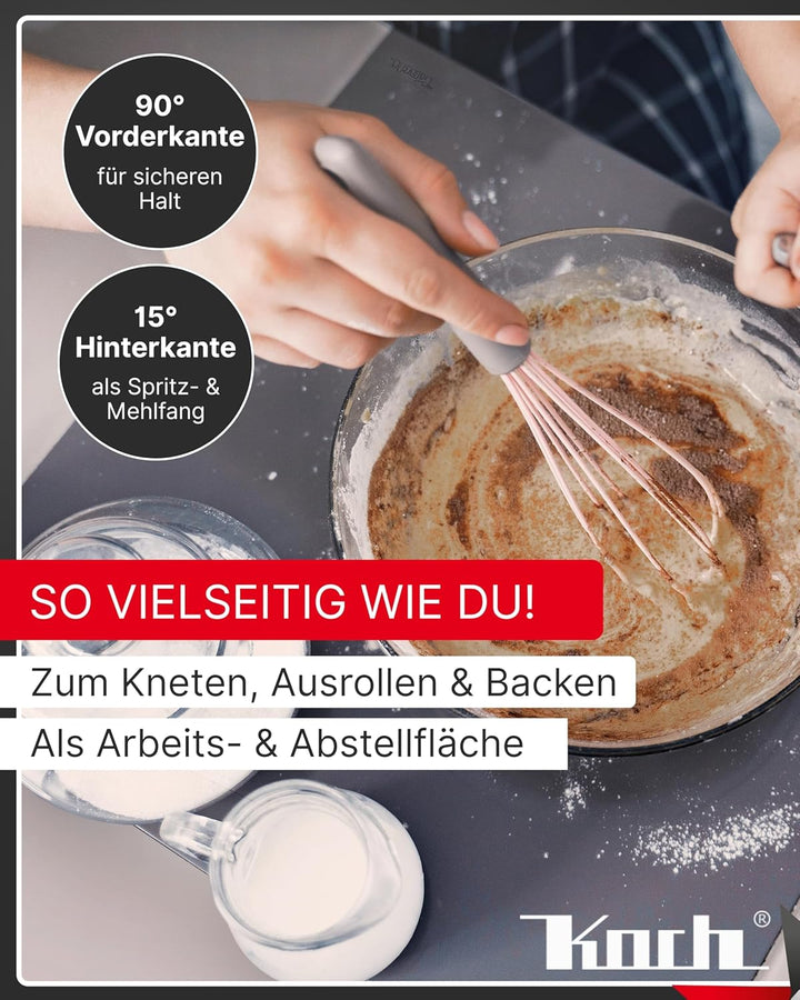 Koch Arbeitsplatte Edelstahl I 40 x 30 cm I Arbeitsfläche, Schneidebrett & Knetbrett mit 2 Anschlagk