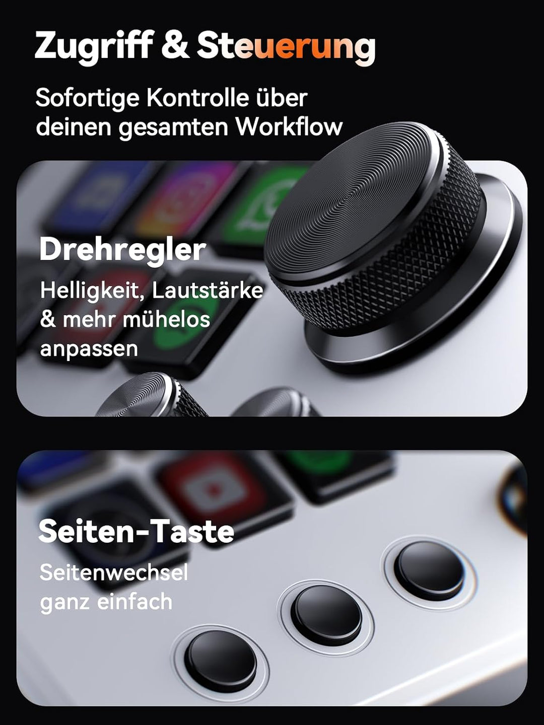 Streonor Stream Controller Mini S6 mit Tasten Drehreglern und Szenentasten | Stream Control Deck für