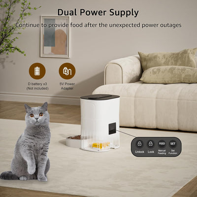 Balimo Futterautomat Katze, 3L Katzenfutter Automat, 2.4G WiFi Futterspender Katze, 1-10 Mahlzeiten,